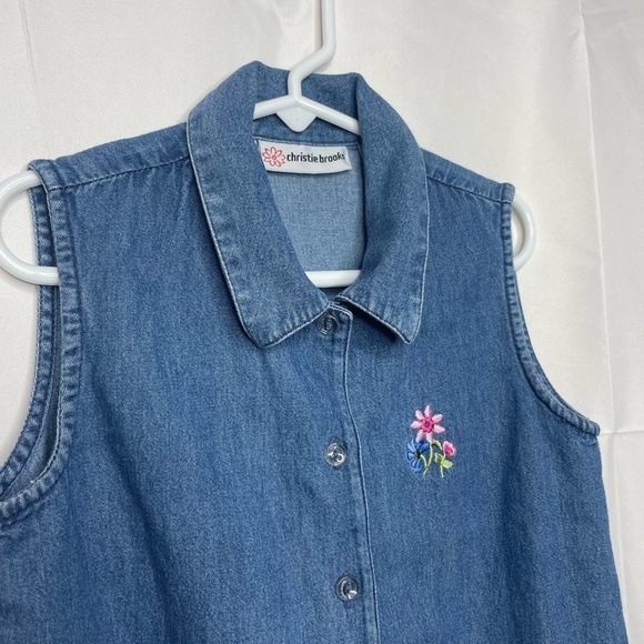 VINTAGE Christie Brooks Sleeveless Denim Blouse Girls Size L(6X) - Picture 2 of 5